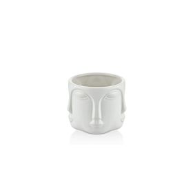 La'Medore Havelka Büyük Boy 11.5x11 cm Suratlı Parlak Beyaz Dekoratif