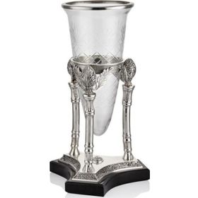 La'Medore Zeus Konik Camlı Silver 23x23x45 cm Küçük Boy Vazo
