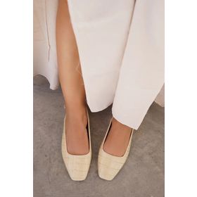 Laminta Maki Nude Kroko Desenli Kadın Babet