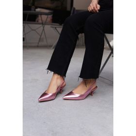 Laminta Shiny Pembe Düz Parlak Kadın Topuklu Ayakkabı