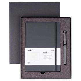 Lamy B3S-317 Yumuşak Kapak Defter A5 96 Yaprak Çizgili Siyah ve Safari Mat Siyah Roller Kalem