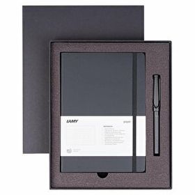 Lamy B3S-317 Yumuşak Kapak Defter A5 96 Yaprak Çizgili Siyah ve Safari Mat Siyah Roller Kalem