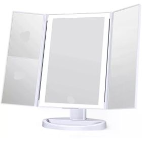 Land Of Myth Beyaz 1X-2X-3X-10X Büyütmeli 37 Led Işıklı 3 Panel Katlanabilir Dokunmatik Sensörlü Makyaj Aynası