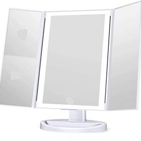 Land Of Myth Beyaz 1X-2X-3X-10X Büyütmeli 37 Led Işıklı 3 Panel Katlanabilir Dokunmatik Sensörlü Makyaj Aynası