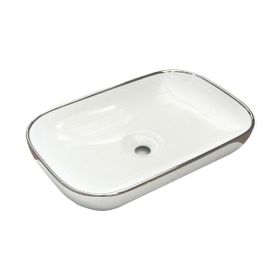 Lapino Premium 60 cm İçi Beyaz Dışı Gümüş Renk Tezgah Üstü Lavabo