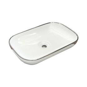 Lapino Premium 60 cm İçi Beyaz Dışı Gümüş Renk Tezgah Üstü Lavabo