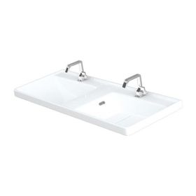 Lapino Quattro 120 cm Konsollu Etejerli Çift Bölme Beyaz Renk Lavabo