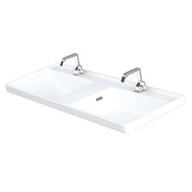 Lapino Quattro 120 cm Konsollu Etejerli Çift Bölme Beyaz Renk Lavabo