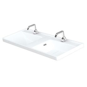 Lapino Quattro 120 cm Konsollu Etejerli Çift Bölme Beyaz Renk Lavabo