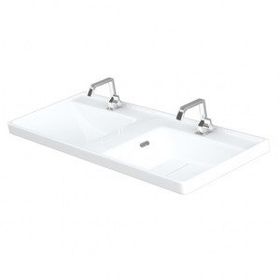 Lapino Quattro 120 cm Konsollu Etejerli Çift Bölme Beyaz Renk Lavabo