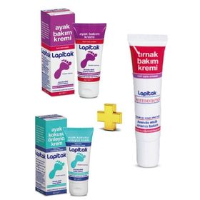 Lapitak 60 ml Ayak Bakım Kremi + Ayak Kokusu Önleyici 60 ml Krem + 15 ml Tırnak Bakım Kremi