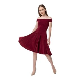 Laranor 14L1062 Bordo Madonna Yaka Elbise