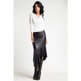 Laranor 16l4949 Siyah Asimetrik Kesim Deri Etek
