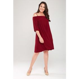 Laranor 17LB9090 Bordo Madonna Yaka İp Askılı Kadın Elbise