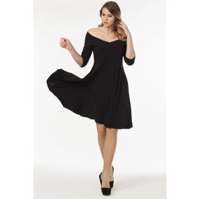Laranor 19LB9129 Siyah Madonna Yaka Hareketli Etek Detay Elbise