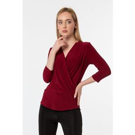 Laranor 21L7136 Bordo Kadın Kruvaze Kesim Truvakar Kol Bluz