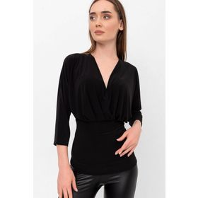 Laranor 22L7343 Siyah Kadın Simli Scuba Krep Straplez Bluz
