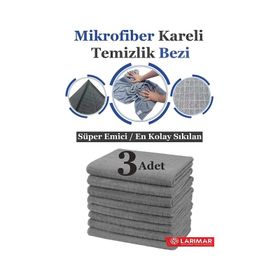 Larimar 50x70 cm Mikrofiber Kareli Genel Temizlik Bezi