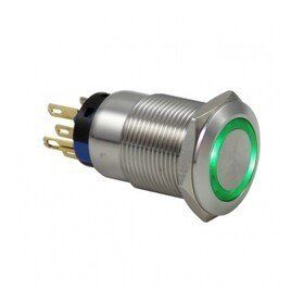 LAS1-AGQ-11ZE Kalıcı 19 mm Yeşil Ledli Metal Buton