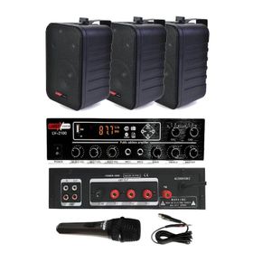 Lastvoice Black Large Paket-2 Hoparlör ve Anfi Anons Ses Sistemi Seti