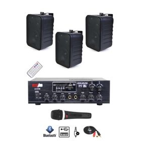 Lastvoice Black Large Paket-2 Hoparlör ve Anfi Anons Ses Sistemi Seti