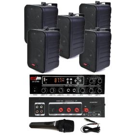 Lastvoice Black Large Paket-4 Hoparlör ve Anfi Anons Ses Sistemi Seti