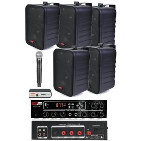 Lastvoice Black Large Paket-4 Hoparlör ve Anfi Anons Ses Sistemi Seti