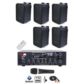 Lastvoice Black Large Paket-4 Hoparlör ve Anfi Anons Ses Sistemi Seti