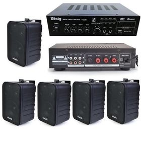 Lastvoice Black Large Paket-4 Hoparlör ve Anfi Anons Ses Sistemi Seti