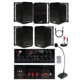 Lastvoice Black Large Paket-4 Hoparlör ve Anfi Anons Ses Sistemi Seti