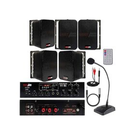 Lastvoice Black Large Paket-4 Hoparlör ve Anfi Anons Ses Sistemi Seti