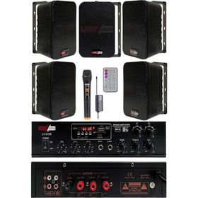 Lastvoice Black Large Plus Paket-4 Hoparlör ve Amfi Anons Ses Sistemi Seti