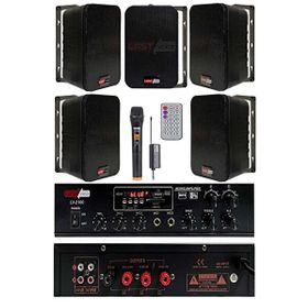 Lastvoice Black Large Plus Paket-4 Hoparlör ve Amfi Anons Ses Sistemi Seti