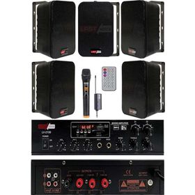 Lastvoice Black Large Plus Paket-4 Hoparlör ve Amfi Anons Ses Sistemi Seti