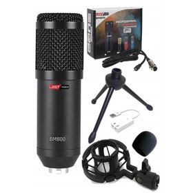 Lastvoice BM800 Full Black Condenser Youtuber Mikrofon + 7.1 Ses Kartı