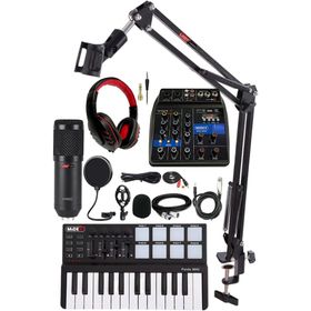 Lastvoice BM800 Stüdyo Ekipmanları Midi Live Paket-1 Ses Kartlı Mikser Midi Klavye Mikrofon Kulaklıklı Ses Kayıt Seti
