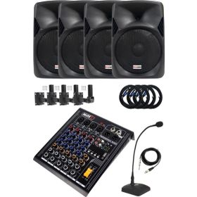 Lastvoice Hall Paket 4 Kapalı Alan toplantıları için Ses Sistemi Mixer Hoparlör Paketi