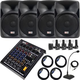 Lastvoice Hall Paket 4 Kapalı Alan toplantıları için Ses Sistemi Mixer Hoparlör Paketi