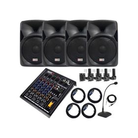 Lastvoice Hall Paket 4 Kapalı Alan toplantıları için Ses Sistemi Mixer Hoparlör Paketi