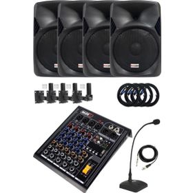 Lastvoice Hall Paket 4 Kapalı Alan toplantıları için Ses Sistemi Mixer Hoparlör Paketi