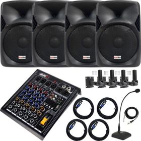Lastvoice Hall Paket 4 Kapalı Alan toplantıları için Ses Sistemi Mixer Hoparlör Paketi