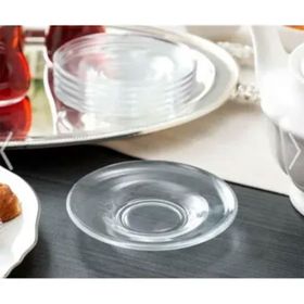 Lav Klasik 6lı Cam Çay Tabağı Yuvarlak Tabak 20020
