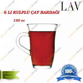 Lav Nisa 6'lı Kulplu Çay Bardağı