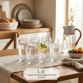 Lav Suma 6'lı 190 ml Cam Su Bardağı