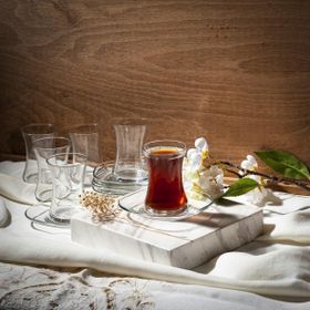 Lav Tabaklı 24 Parça Çay Bardağı