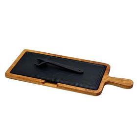 Lava 17x37 cm Siyah Ahşap ve Döküm Demir Hot Plate Servis Tahtası
