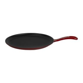Lava 26 CM Bordo Döküm Demir Yekpare Saplı Yuvarlak Pizza Krep Pankek Tavası
