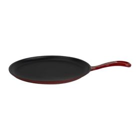 Lava 26 CM Bordo Döküm Demir Yekpare Saplı Yuvarlak Pizza Krep Pankek Tavası