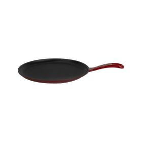 Lava 26 CM Bordo Döküm Demir Yekpare Saplı Yuvarlak Pizza Krep Pankek Tavası