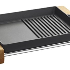 Lava 26X32 cm Metal Kulplu Ahşap Standlı Döküm Izgara Tava